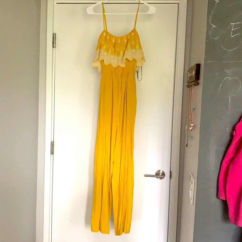 Mustard Yellow spaghetti strap romper with pockets